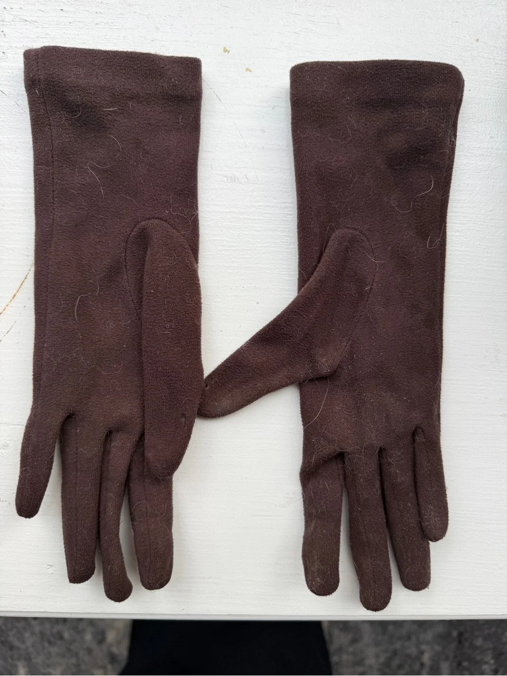 Vintage Suede Brown Embroidered Floral Gloves - Women Accessories